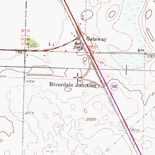 Topographic Map of Riverdale Junction, ND