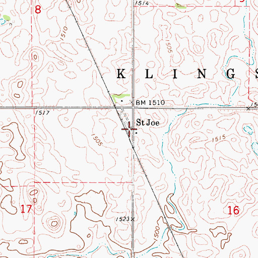 Topographic Map of Saint Joe, ND