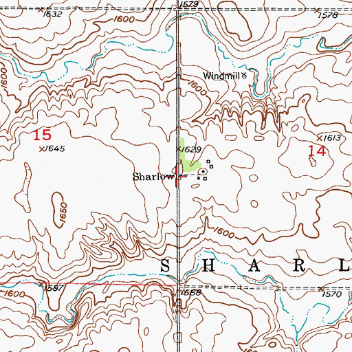 Topographic Map of Sharlow, ND