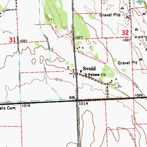 Topographic Map of Svold, ND