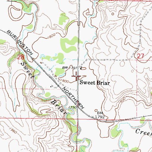 Topographic Map of Sweet Briar, ND