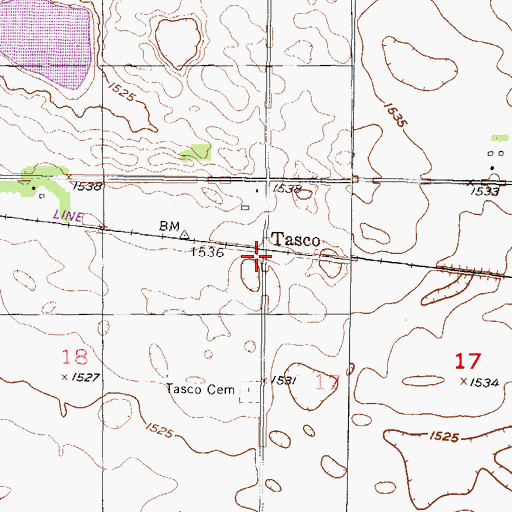 Topographic Map of Tasco, ND