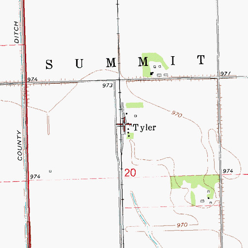 Topographic Map of Tyler, ND