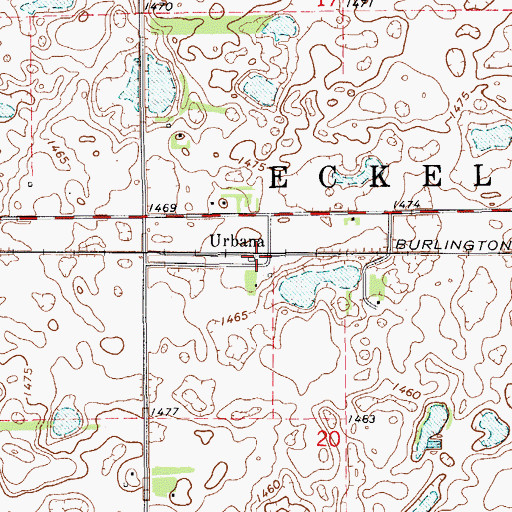 Topographic Map of Urbana, ND