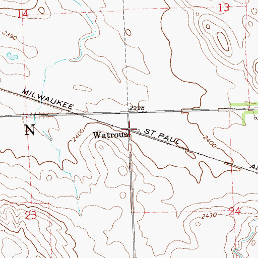 Topographic Map of Watrous, ND