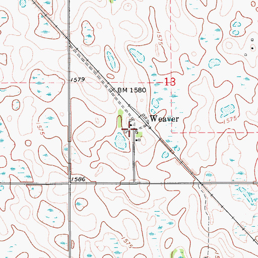 Topographic Map of Weaver, ND