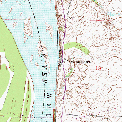 Topographic Map of Wogansport, ND