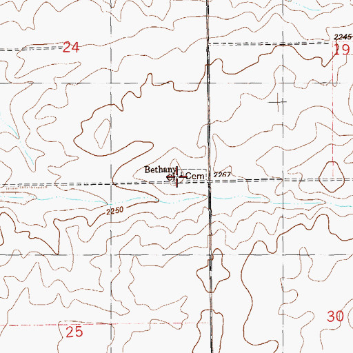 Topographic Map of Bethany Church, ND