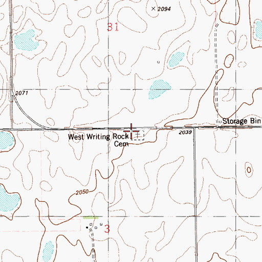 Topographic Map of West Writing Rock Cemetery, ND