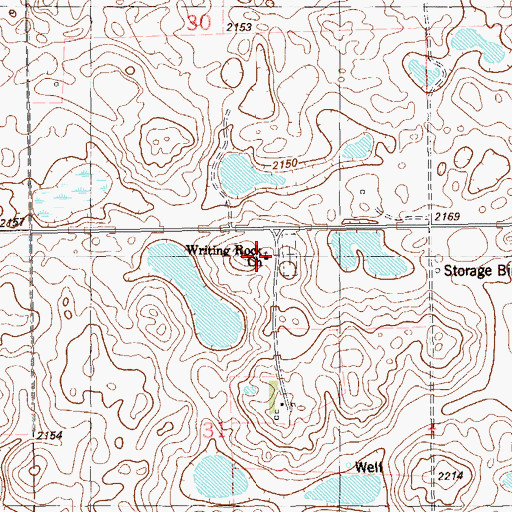 Topographic Map of Writing Rock Church, ND