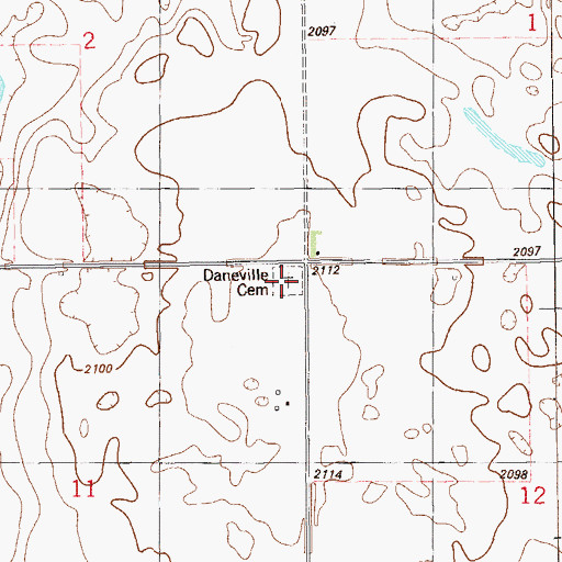 Topographic Map of Daneville Cemetery, ND