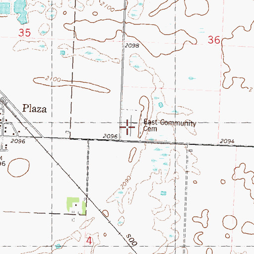 Topographic Map of East Community Cemetery, ND