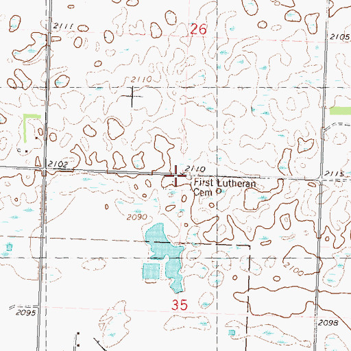 Topographic Map of First Lutheran Cemetery, ND