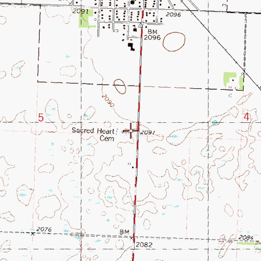 Topographic Map of Sacred Heart Cemetery, ND