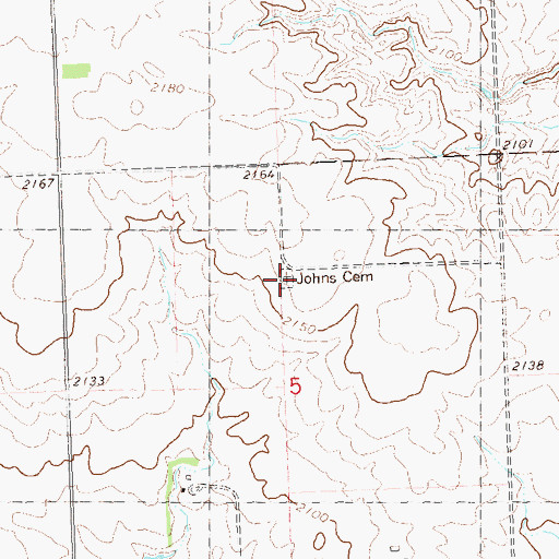 Topographic Map of Johns Cemetery, ND