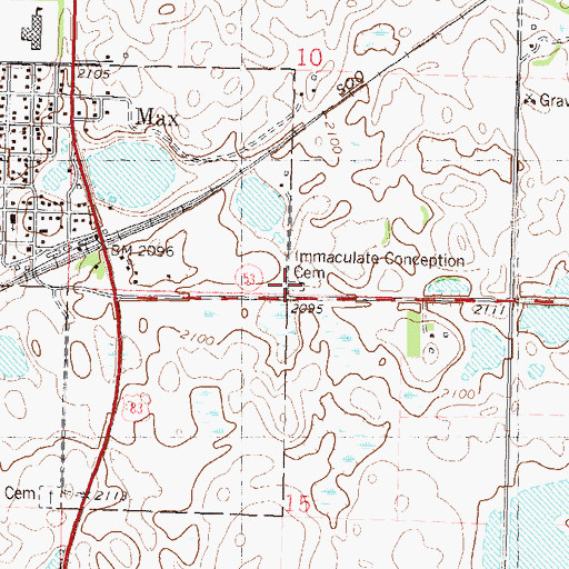 Topographic Map of Immaculate Conception Cemetery, ND
