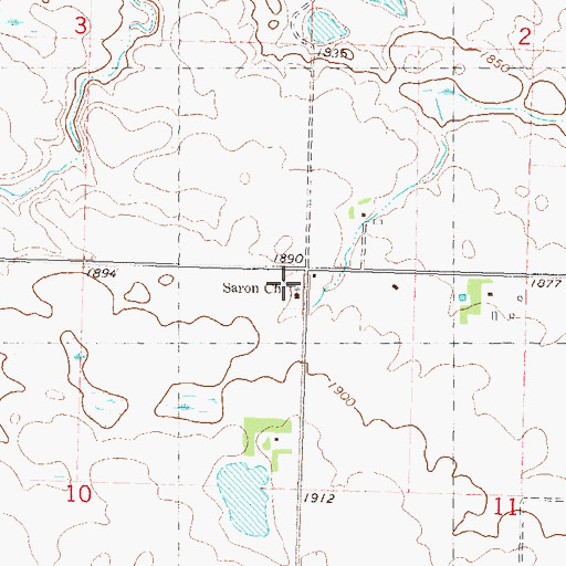 Topographic Map of Saron Cemetery, ND