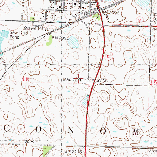 Topographic Map of Max City Cemetery, ND