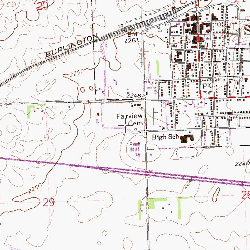 Topographic Map of Fairview Cemetery, ND