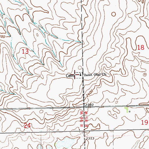 Topographic Map of Saint Olaf Cemetery, ND