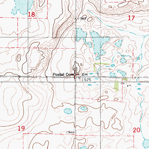 Topographic Map of Postal Cemetery, ND