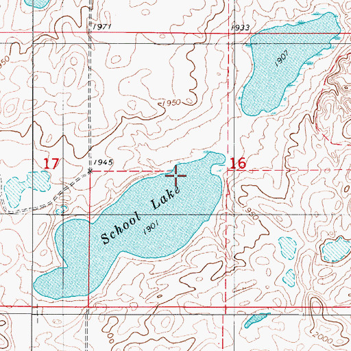 Topographic Map of School Lake, ND