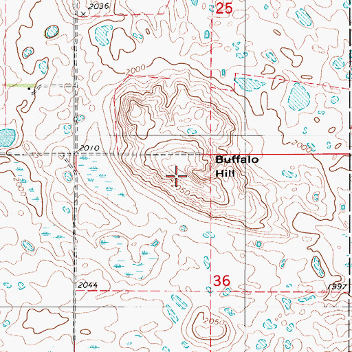Topographic Map of Buffalo Hill, ND