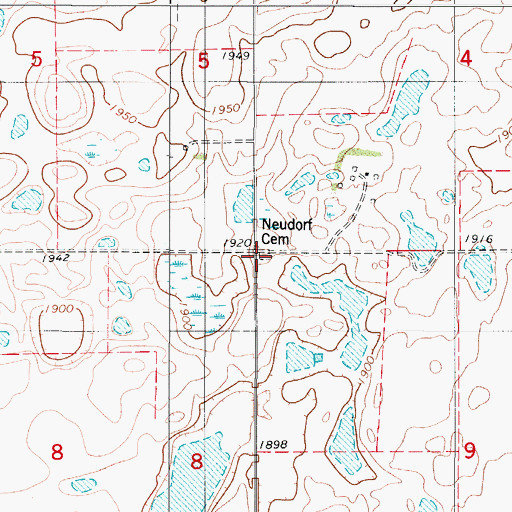 Topographic Map of Neudorf Cemetery, ND