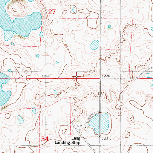 Topographic Map of Lang Landing Strip (historical), ND