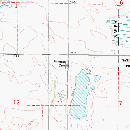 Topographic Map of Perman Cemetery, ND