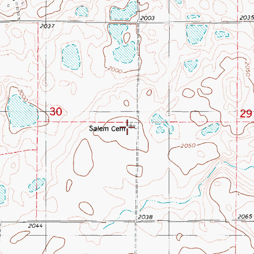 Topographic Map of Salem Congregation Cemetery, ND