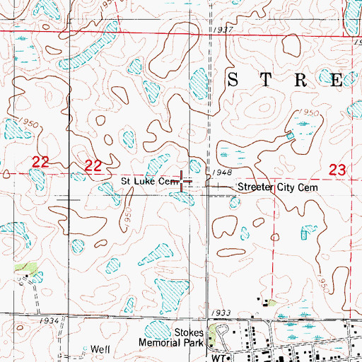 Topographic Map of Saint Luke's Lutheran Cemetery, ND