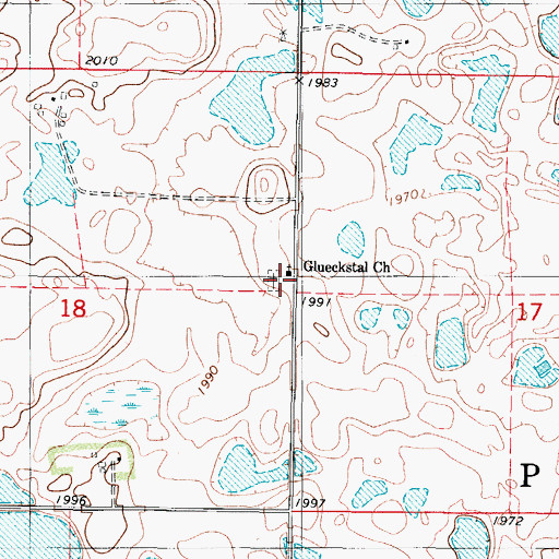 Topographic Map of Glueckstal Church, ND