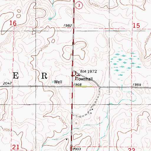 Topographic Map of Bunker Township Townhall, ND