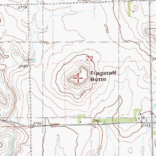 Topographic Map of Flagstaff Butte, ND