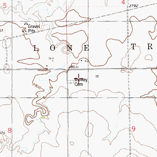 Topographic Map of Burkey Cemetery, ND