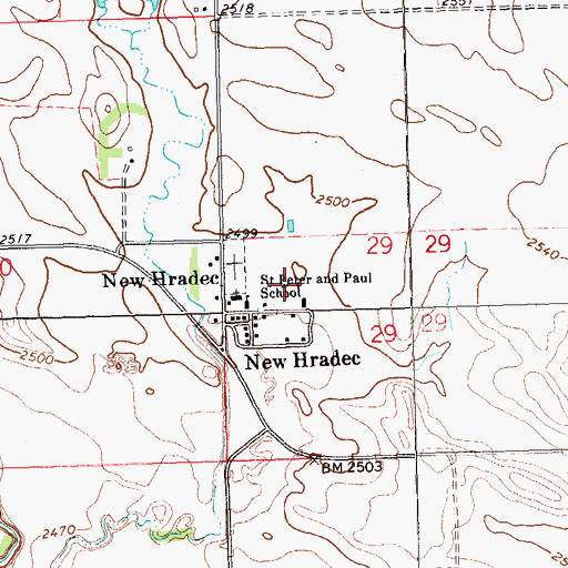 Topographic Map of Saint Peter and Paul School, ND