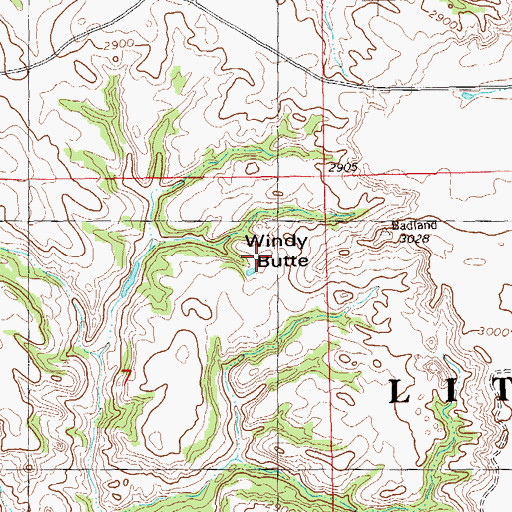 Topographic Map of Windy Butte, ND