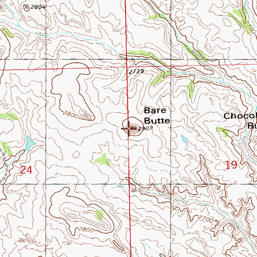 Topographic Map of Bare Butte, ND