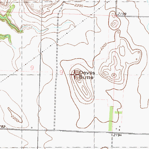 Topographic Map of Devils Butte, ND