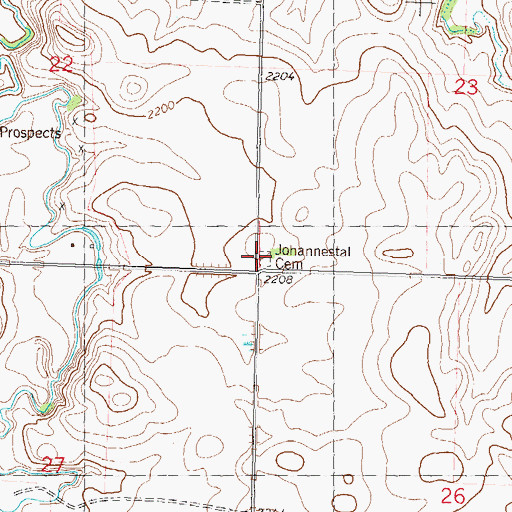 Topographic Map of Johannestal Cemetery, ND