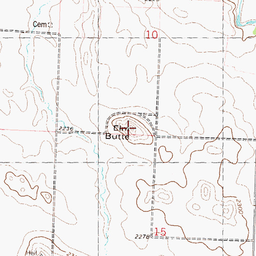 Topographic Map of Elm Butte, ND