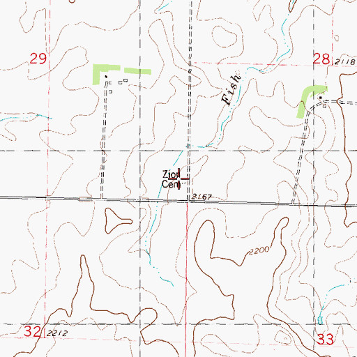 Topographic Map of Zion Evangelical Lutheran Cemetery, ND