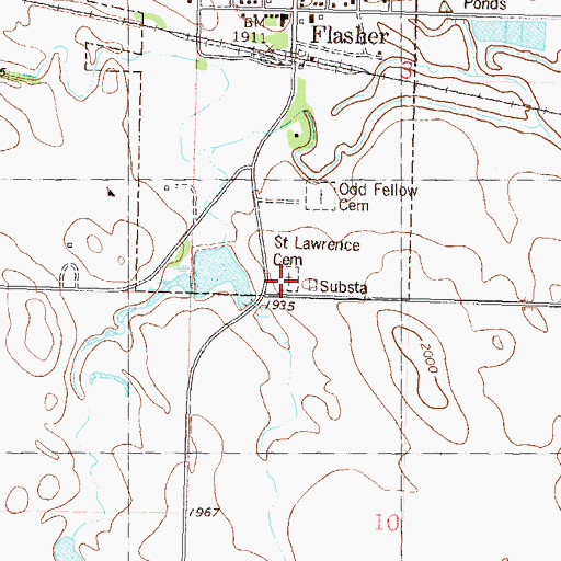 Topographic Map of Saint Lawrence Catholic Cemetery, ND