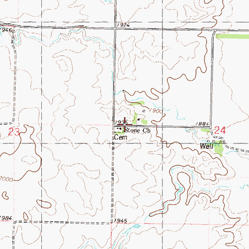 Topographic Map of Stone Church, ND