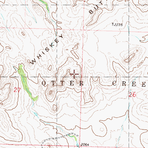 Topographic Map of Whiskey Buttes, ND