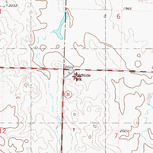Topographic Map of Roadside Park, ND