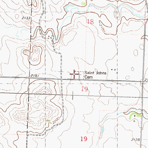 Topographic Map of Saint Johns Cemetery, ND