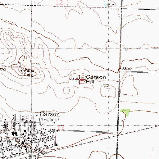 Topographic Map of Carson Hill, ND