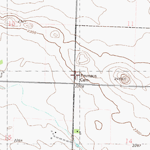 Topographic Map of Emmaus Congregational Cemetery, ND
